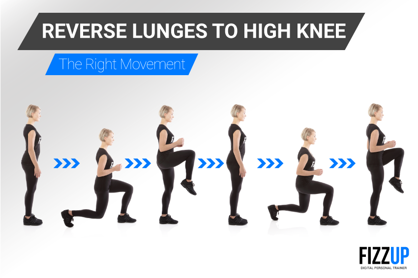 Reverse lunge to high knee 01