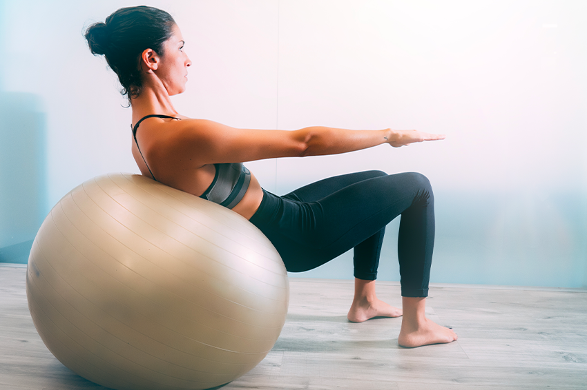 Yoga store ball posture